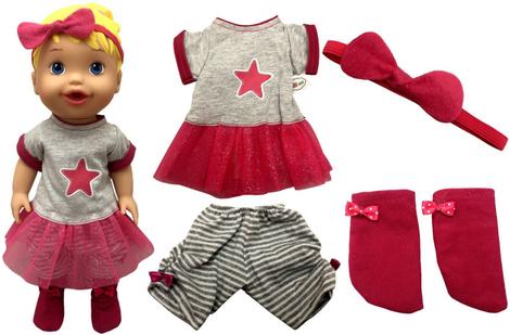 Conjunto Roupa Roupinha E Acessórios Para Boneca Bebê Little Mommy Mattel -  Vestido Azul Tiara E Meias - Compatível Com Bonecas Baby Alive E My Little  Collection - Pupee Brinquedos no Shoptime