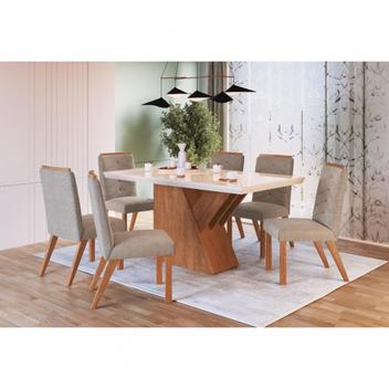 Conjunto Sala de Jantar Mesa 160cm e 6 Cadeiras Ref 159/27 Móveis