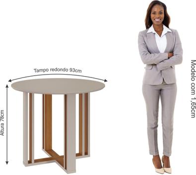Conjunto Sala De Jantar Mesa Flora Redonda Com 04 Cadeiras Clarice Off