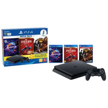 Console PS4 Slim 500GB com 2 Anos de Garantia e Jogo Spiderman - JF GAMES