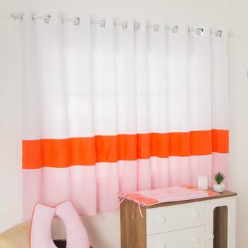 Cortina Quarto De Bebê Raposinha Laranja Com Rosa - Sarah Enxovais