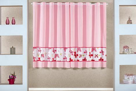 Cortina Sarah 2,00m X 1,70m Para Varão Simples Quarto De Menina Rosa
