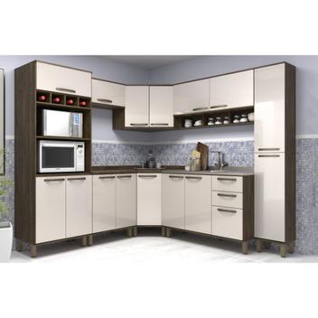 Cozinha Completa Modulada Sara com 3 Peças Castanho/Perola Luciane Monte  Sua Cozinha Overlar: Produtos para sua casa, móveis, tecnologia, brinquedos  e eletrodomésticos