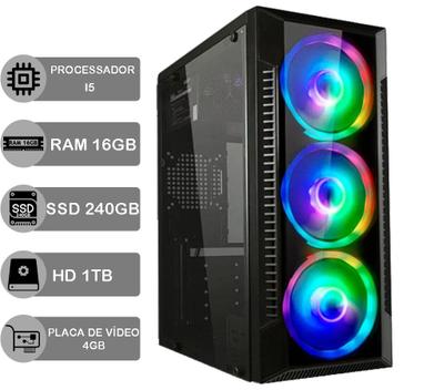 Pc Gamer Cpu Computador I5 16gb, Ssd 240gb, Placa Vídeo 4gb