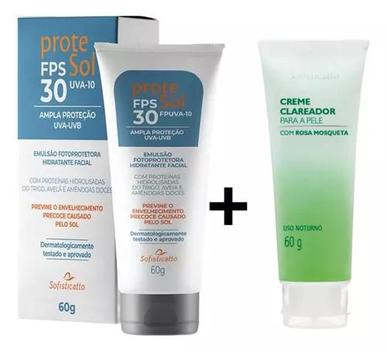 Creme Clareador Para a Pele Com Rosa Mosqueta + Protetor solar Protesol ...