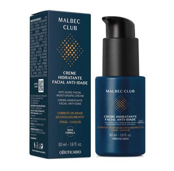 Creme hidratante facial anti-idade masculino malbec club 50ml - O ...