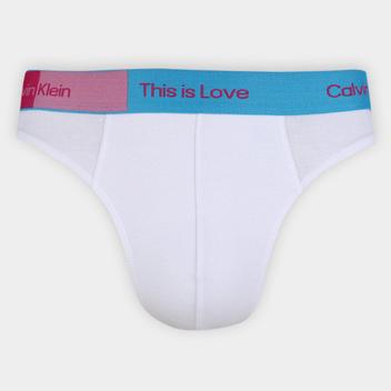 Cueca Thong Calvin Klein Cotton Pride This Is Love - Preto