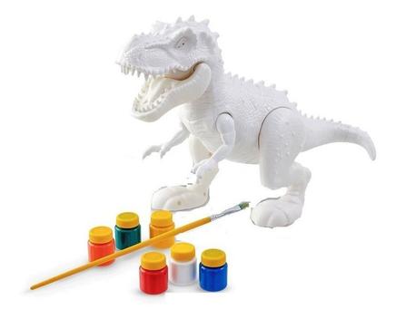 Dinossauro Para Colorir Brinquedo Didático C/6 Tinta Guache - Sortidos