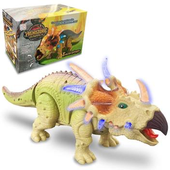 Dinossauro Elétrico Tricerátops Com Movimento Som E Luz LEDs - Genérico ...