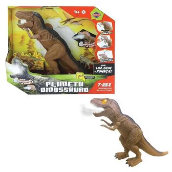 Cabeça do T-Rex Planeta Dinossauro Toyng Luz, Som e Fumaça Amarelo