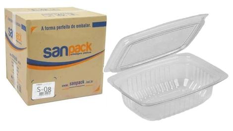 Sanpack Embalagem Retangular Com Tampa Articulada Sanpack S-88 C/200 ...