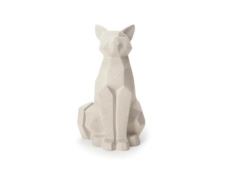 Escultura Gato de Cerâmica Geométrico Branco 17,5cm-Ela Decora