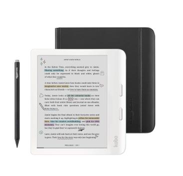 eReader Kobo Libra em cor branca com estojo e caneta - Lápis de