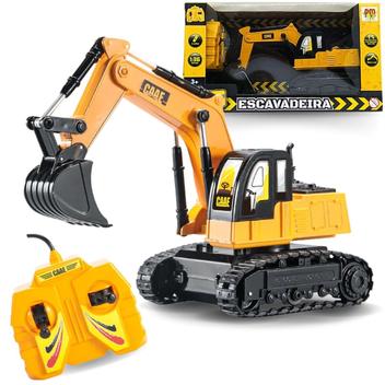 Escavadeira Máquina Carro Controle Remoto Com Fio Dm Toys - Carrinho de ...