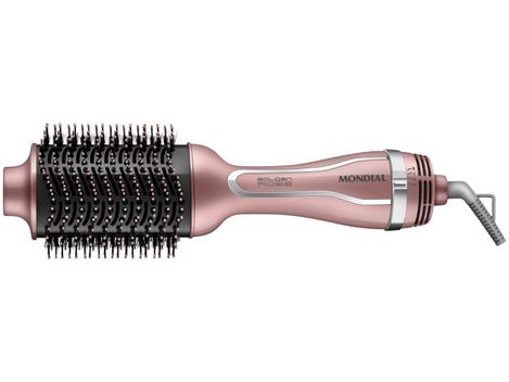 Escova secadora Mondial ES-02-BI na cor rose gold, vista de lado.