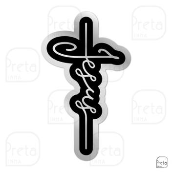 Escultura de Parede Decorativo Religião Jesus 40x23cm - Linha Preta