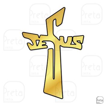 Escultura de Parede Decorativo Religião Jesus 60x40cm - Linha Preta
