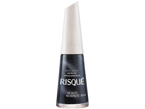 Esmalte Risqué De Salto no Asfalto Preto Metálico - Hipoalergênico 8ml ...