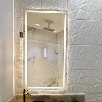 Espelho Jateado 1,10X60cm 3 TONS DE LED e TOUCH SCREEN com FONTE SLIN ...