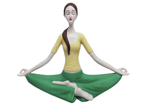 Estátua Posição Yoga Asana Decoração Para Espaço de Meditação