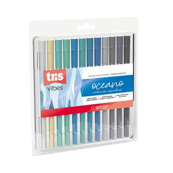 Estojo Caneta Hidrocor Brush Ponta Dupla Lettering 12 cores OCEANO ...