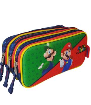 Estojo Super Mario Triplo 03 Ziper Oficial Original Chenson Estojo Super Mario Triplo 03 Ziper Oficial Original Chenson