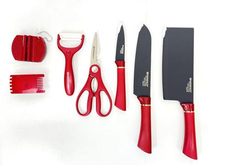 Jogo de facas Chef aço inox 7 peças cabo antiaderente - Lccr - utensílios  para todo tipo de cozinha, facas de cozinha 