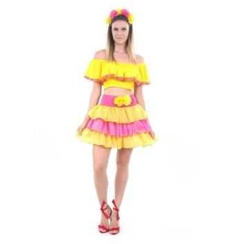 Fantasia de Brasileirinha Adulto Carnaval Com Tiara Completa