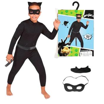 Fantasia Do Cat Noir Infantil Luxo Completa Miraculous Com Máscara ...