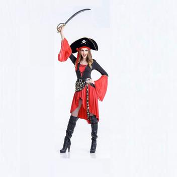 Fantasia Piratas do Caribe Feminina Vermelha E Preta Com Chapéu - Princesa  Urbana - Viva o Encanto