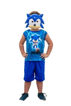 Fantasia Infantil Menino Sonic Com Máscara Plastico Curto