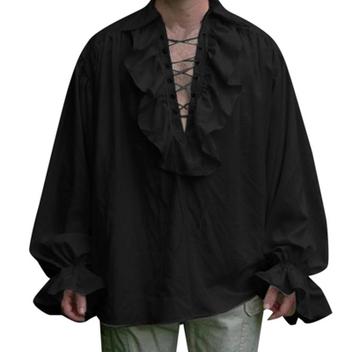 Camisa Masculina Renascentista Pirata | Tecido Linho | Estilo Medieval Viking