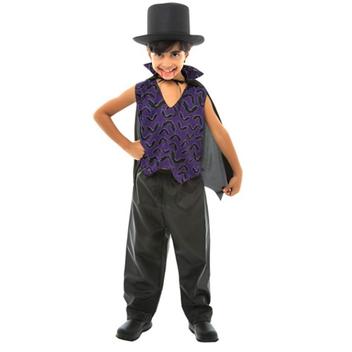 Camiseta Infantil Drácula com Capa e Máscara - Tam 1 a 5 anos Preto