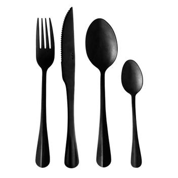 Faqueiro Lyor Positano 24 peças com acabamento em aço inox preto, incluindo garfo, faca, colher de sopa e colher de sobremesa