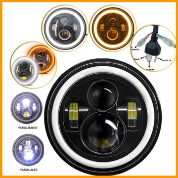 Farol Angel Eyes 7 polegadas LED Universal DLR seta carro moto caminhao ...