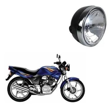 Farol Bloco Optico Aro Cromado Cbx 200 Strada Lente Em Vidro