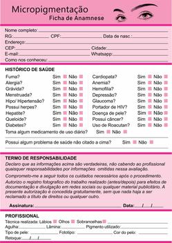 Ficha Anamnese de Micro pigmentação - Eyelash Shop