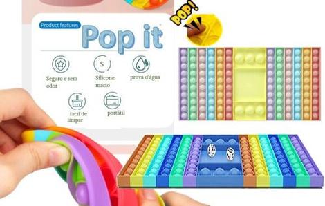 Tabuleiro Jogo Pop It Fidget Toy Dados Mickey Colorido