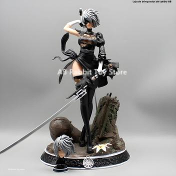 Figura de Ação Nier Automata 2B - 33cm - 2 Cabeças - Bonecos
