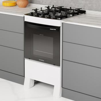 Fogão 4 Bocas Realce Eletrodomésticos Premium Glass Branco Mesa em Vidro - Bivolt - 35499
