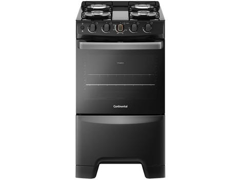 Fogão 4 Bocas Continental Brasil Preto Mesa em Vidro - Bivolt - Fc4fp