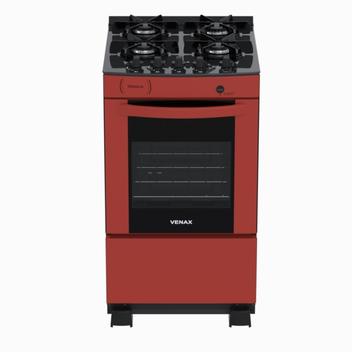 Fogão 4 Bocas Venax Delplus Vitreo Bl Vermelho Mesa em Vidro - Bivolt - Delmv450