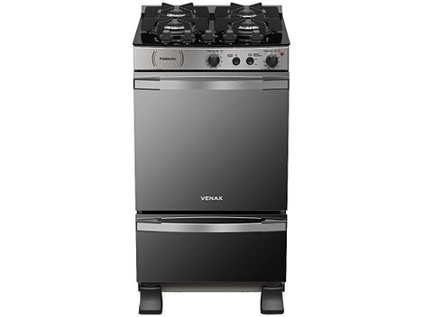 Fogão 4 Bocas Venax Palladio Vitreo Inox Mesa em Vidro - 220v - 22095