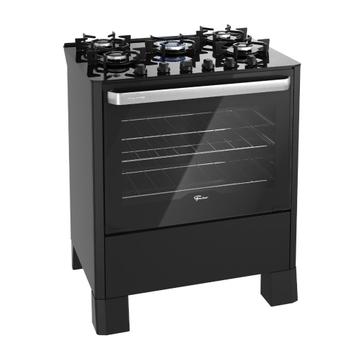 Fogão 5 Bocas Fischer Fit Line Preto Mesa em Vidro - Bivolt - 39240-108971