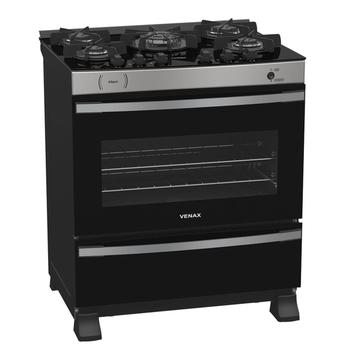 Fogão 5 Bocas Venax Maxi Vitreo Inox Mesa em Vidro - Bivolt - Mxmv560