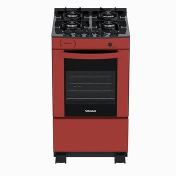 Fogão 4 Bocas Venax Delplus Vitreo Vermelho Mesa em Vidro - Bivolt - Delmv450