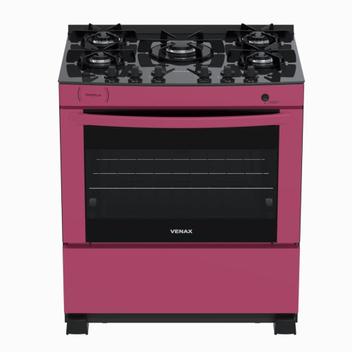 Fogão 5 Bocas Venax Delplus Vitreo Rosa Mesa em Vidro - Bivolt - Delmv560