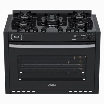 Fogão 5 Bocas de Embutir Venax Gaudi Platinum Vitreo Preto Mesa em Vidro - 110v - Gdpmv561