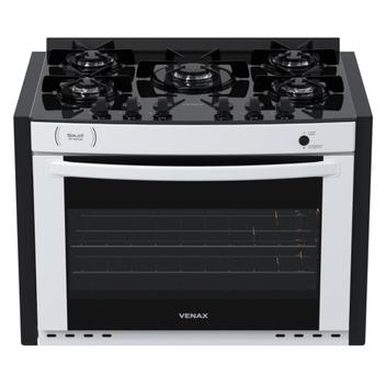 Fogão 5 Bocas de Embutir Venax Gaudi Prisma Vitreo Branco Mesa em Vidro - Bivolt - 22140