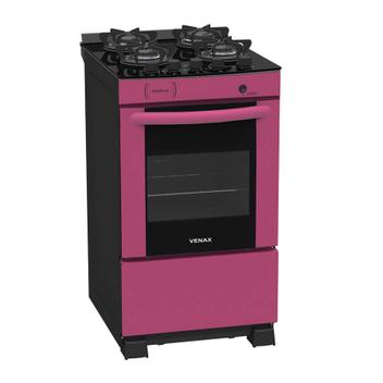 Fogão 4 Bocas Venax Delplus Vitreo Rosa Mesa em Vidro - Bivolt - Delmv450